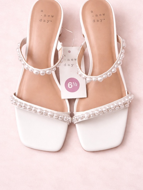 a new day Shoes - a new day White Pearl-Embellished Slide Sandals
